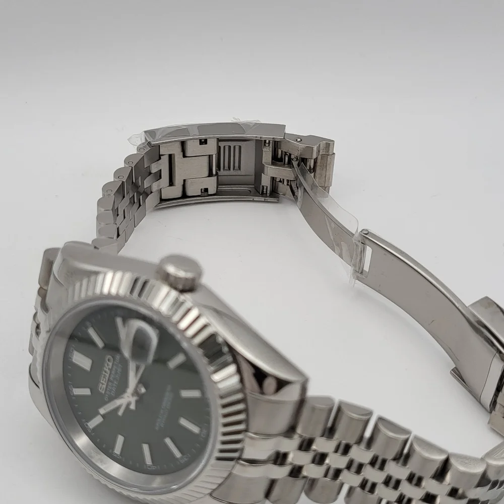 New Seiko Mod 39mm Automatic Watch Dark Green Sunburst Dial